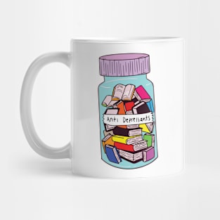 Funny Bibliophile Book Pills Cartoon Mug